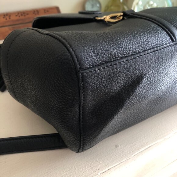 **SOLD**TORY BURCH Whipstitch Leather Logo Black Backpack - Picture 7 of 13